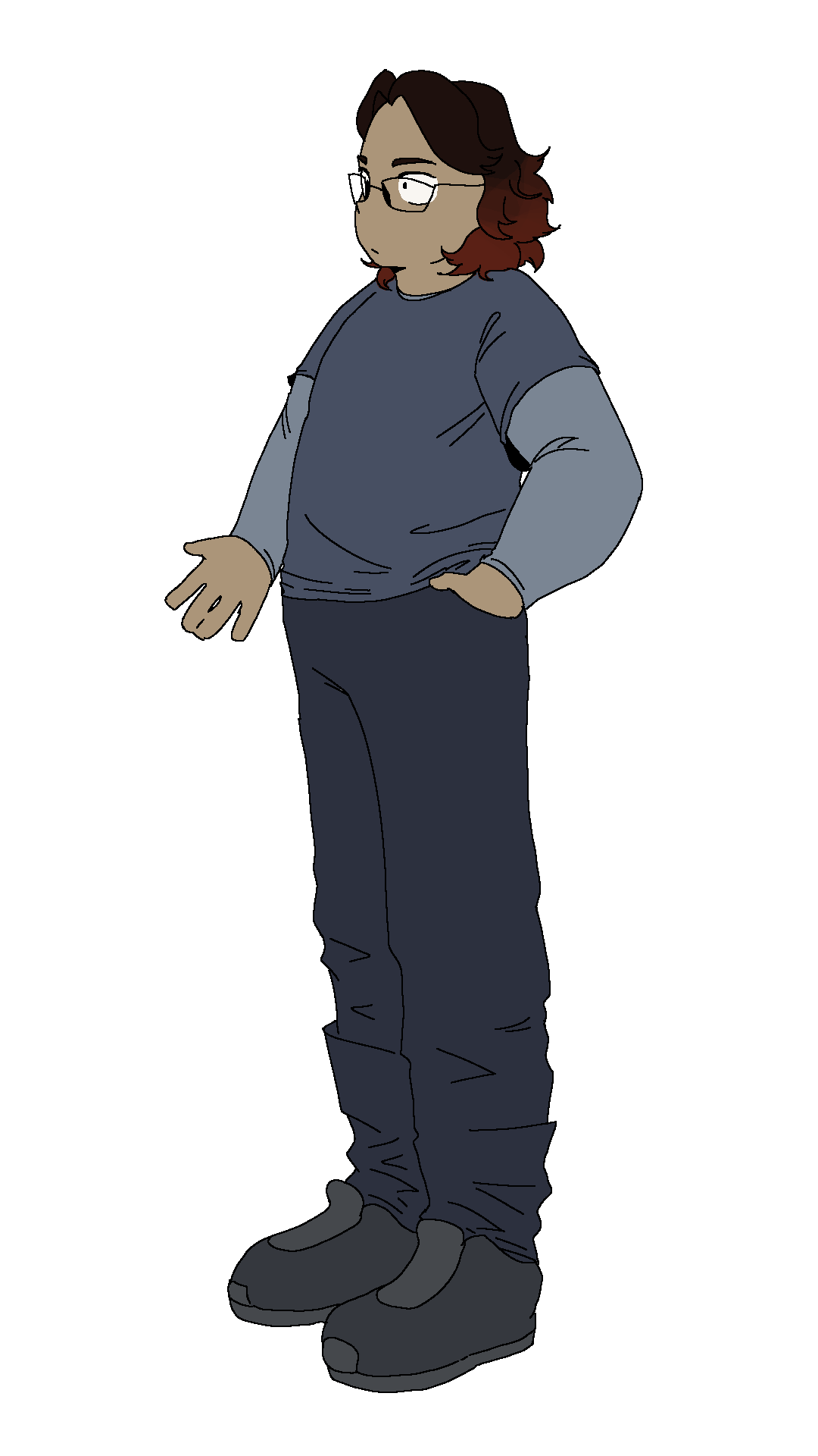 gabe fullbody flat color reference sheet